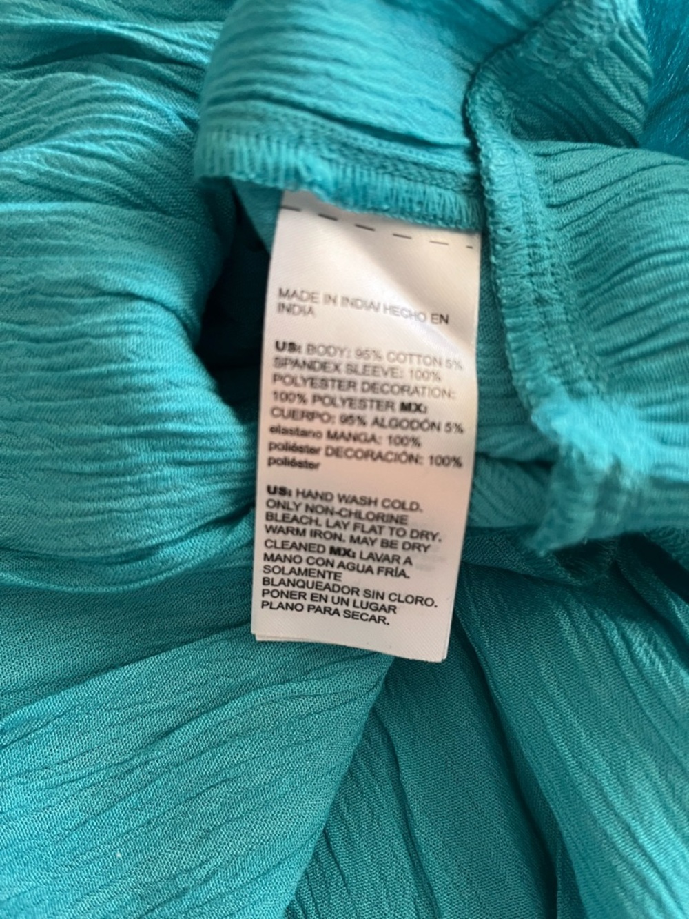 Chico's Teal Button Tiered V-Neck Cotton Spandex Dress Pockets NWOT Sz 1 Medium - Picture 9 of 9